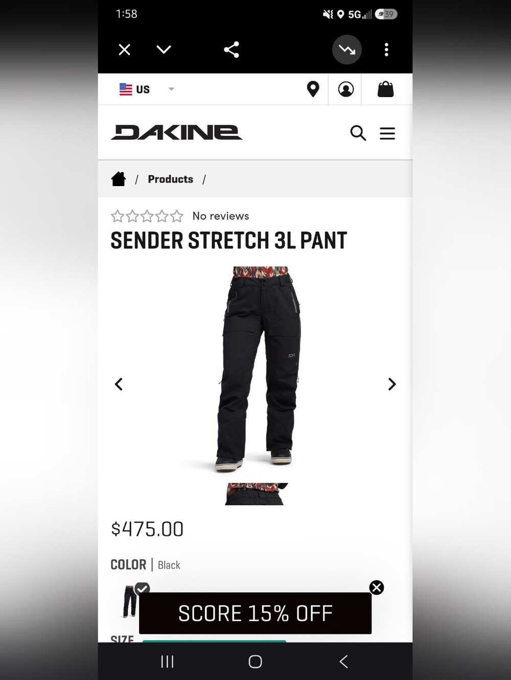 Dakine Black Sender Stretch 3L Pant Women [NWT]